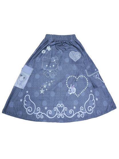 Faux Linen Polka Dot A-Line Skirt【s0000017131】