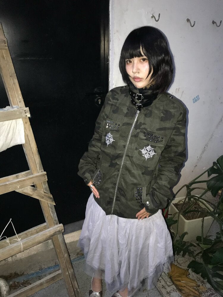 Camouflage Lace Up Fur Collar Jacket【s0000019108】