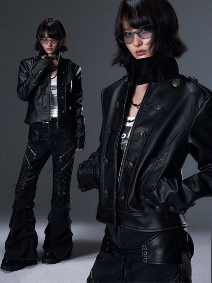 Punk Distressed Stand Collar Jacket【s0000018007】