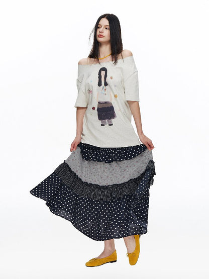 Floral Plaid Polka Dot Cake Skirt【s0000015885】