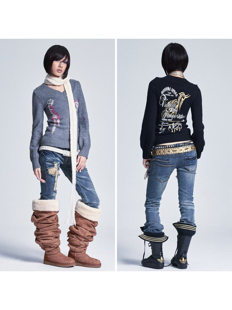 Soft Lantern Sleeve Printed Sweater【s0000015562】