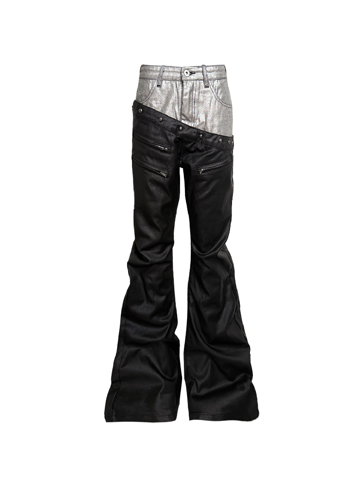 Dark Silver Curved Blade Waxed Jeans【s0000018348】
