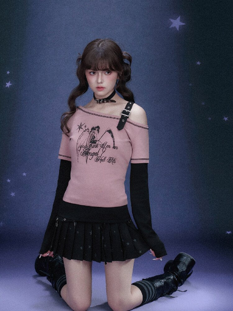 Fake Two Angel Printed T-shirt【s0000015767】