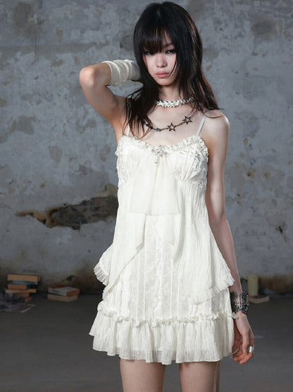 Chiffon Lace Spaghetti Dress【s0000018102】
