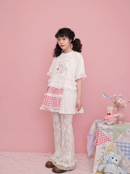 Embroidered Ribbon Lace T-Shirt【s0000012016】