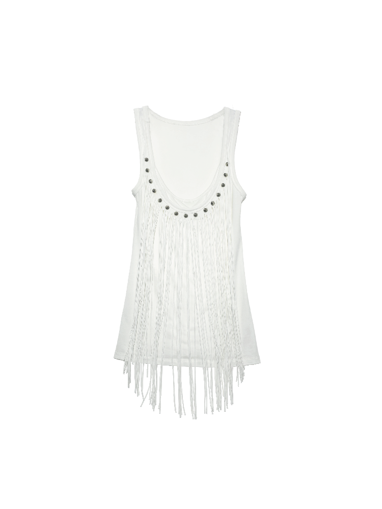Rivet Diamond Tassel Slim Vest【s0000016953】