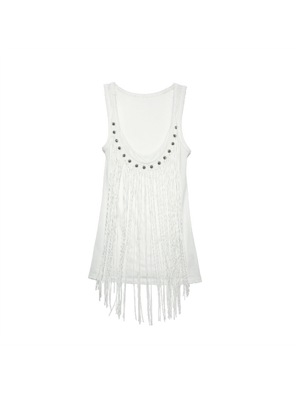 Rivet Diamond Tassel Slim Vest【s0000016953】