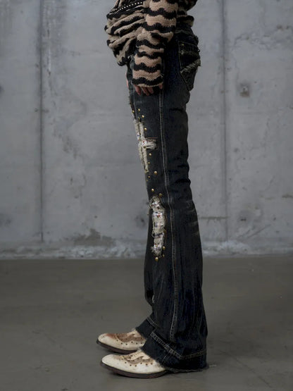 Distressed Straight-Leg Slim-Fit Jeans【s0000013946】