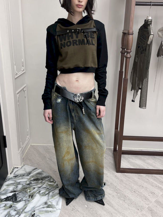 하이 허리 Deshigun 짧은 뒤쪽 뺨 d Sue tshirt [S0000006794]