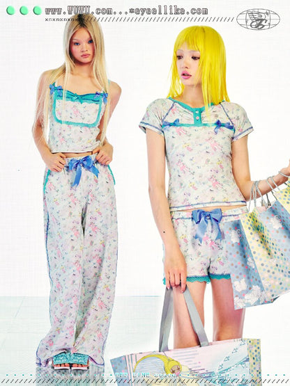 Full Print Color Block Strap Pants【s0000017540】