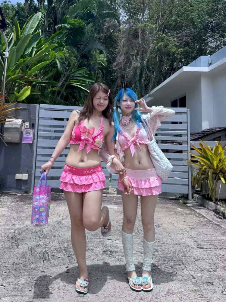 Fuchsia Flower Split Swimsuit【s0000012660】