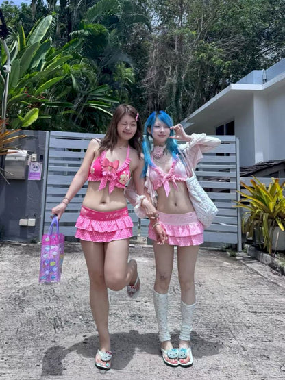 Fuchsia Flower Split Swimsuit【s0000012660】