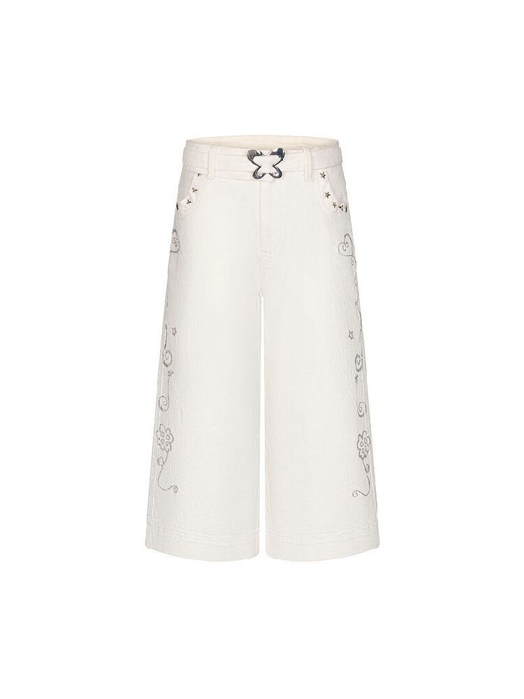 White Glitter Belt Slacks Pants【s0000016403】