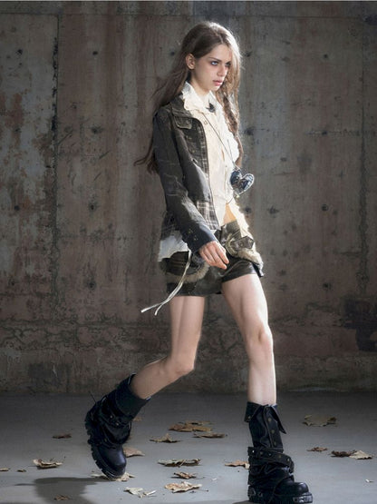 Standing collar zipper positive shoulder jacket【s0000013891】