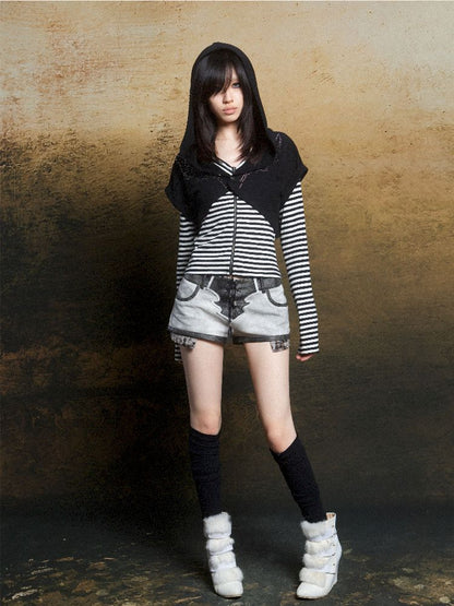 낮은 허리 반바지 2 개 레깅스 [S000011805]