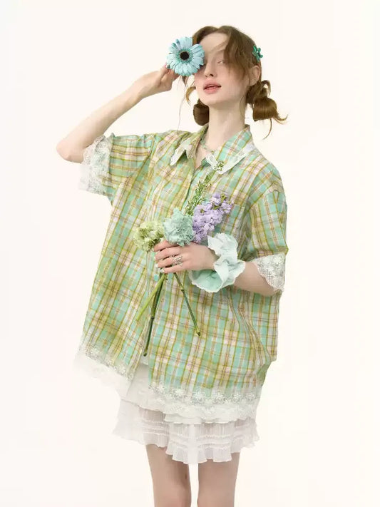 Plaid Short Sleeve Shirt【s0000012257】