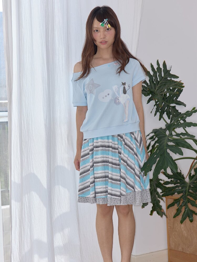 Light Wing Print Loose T-Shirt Top【s0000018712】