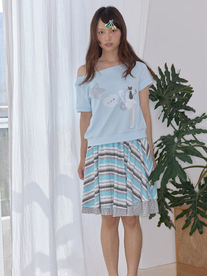 Light Wing Print Loose T-Shirt Top【s0000018712】