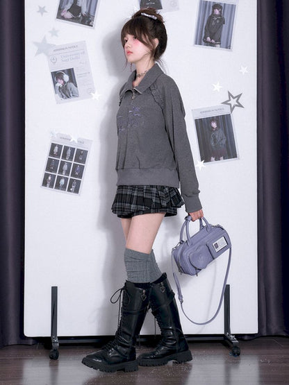 Half high neck Long Sleeve Sweatshirt【s0000011667】