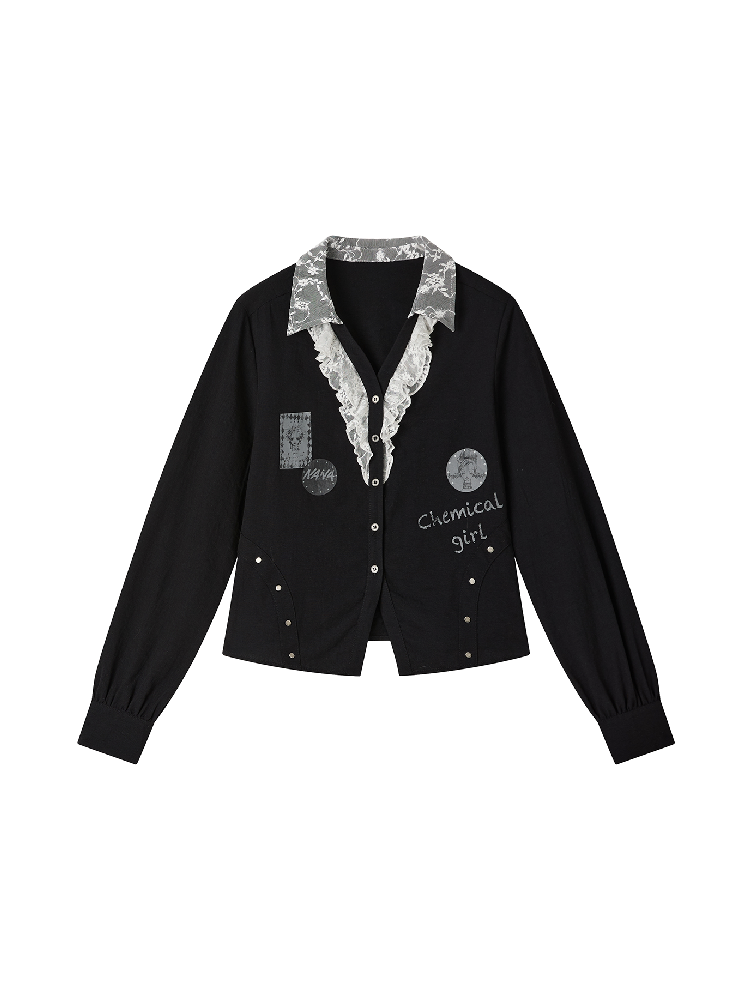 Punk-Style Lace Patchwork Shirt【s0000017895】