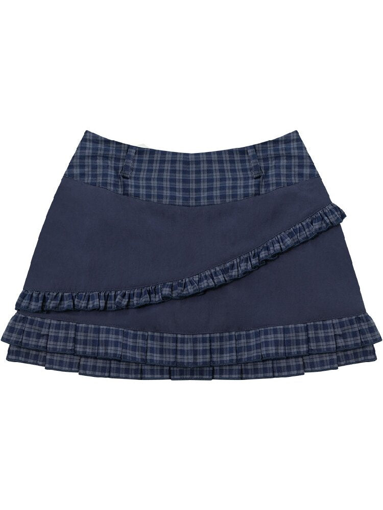 Plaid Pleated Hem Slimming Skirt【s0000016608】