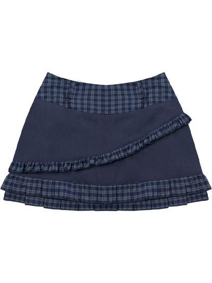 Plaid Pleated Hem Slimming Skirt【s0000016608】
