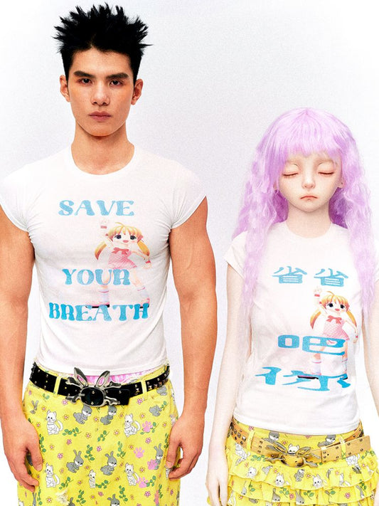 "Save It" Glitter Print T-Shirt【s0000008995】