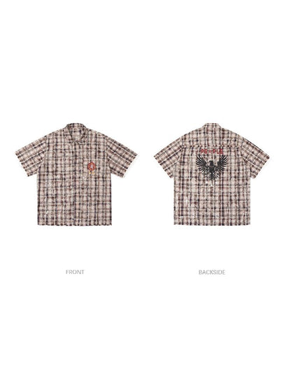 Checkered Raw Edge POLO Collar Shirt【s0000012098】