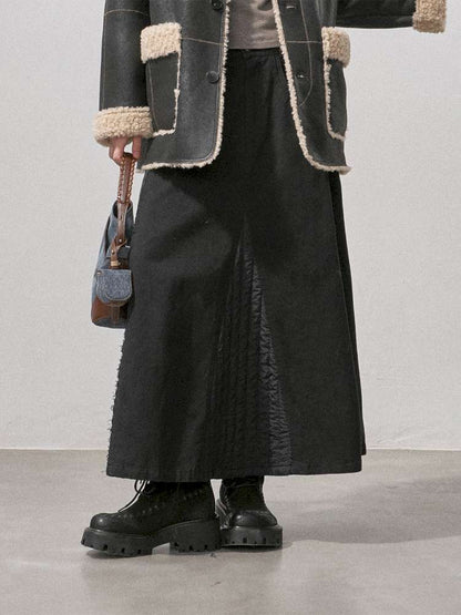 Cotton Paneled Quilted Maxi Skirt【s0000015213】