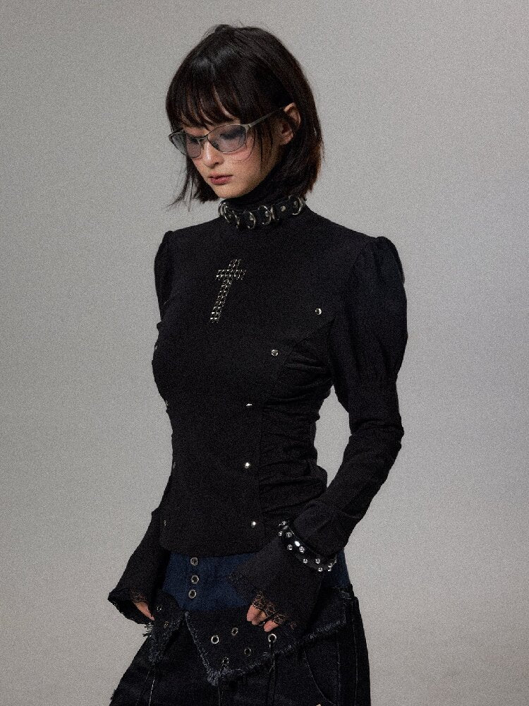 Punk Dark Cross Slim Knit Layer【s0000018493】