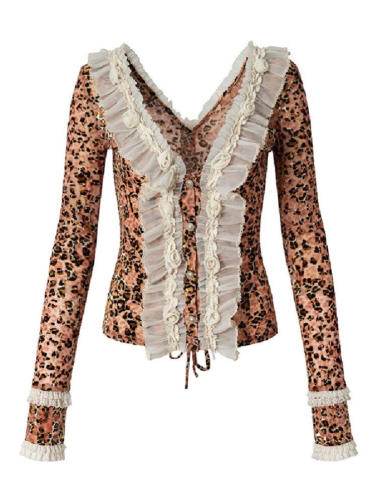 Baroque Leopard Mesh Lace Cardigan【s0000017993】