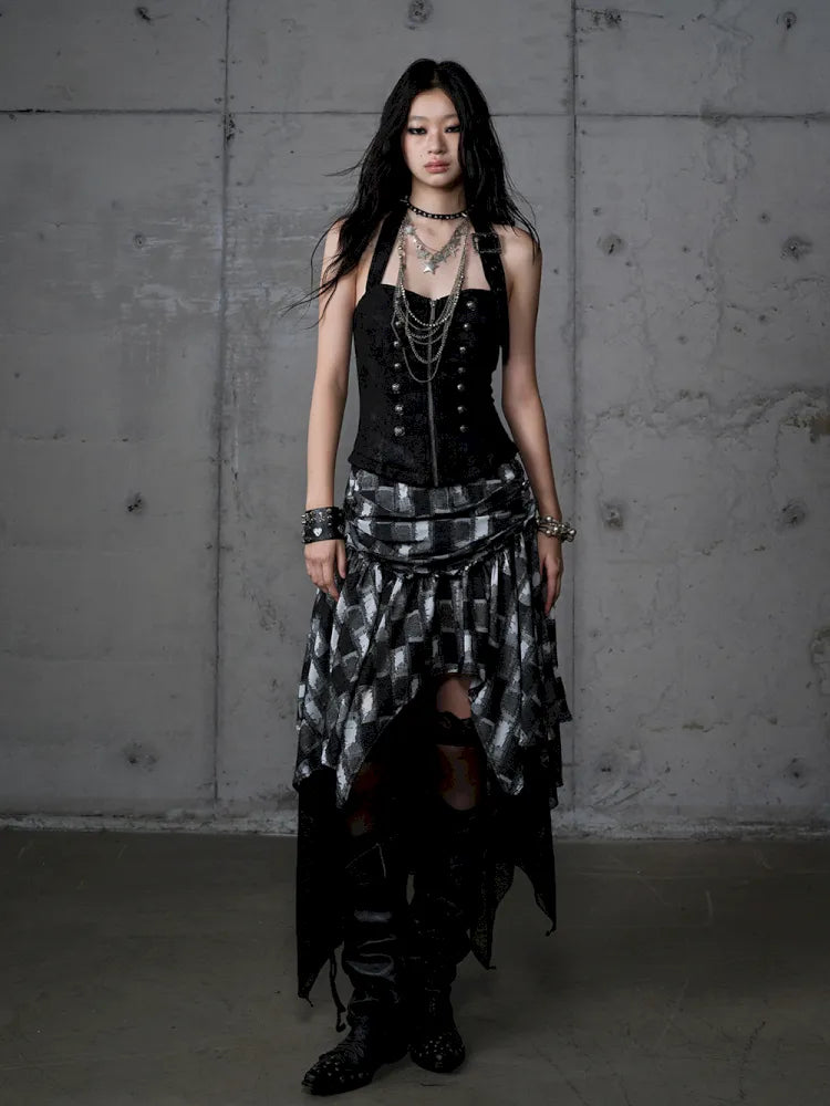 Asymmetrical Halter Neckline Dress【s0000013942】