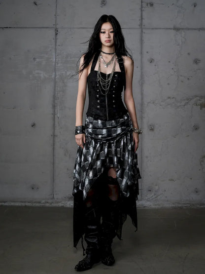 Asymmetrical Halter Neckline Dress【s0000013942】