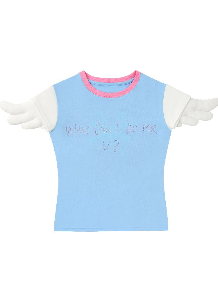 Rhinestone Angel Wing T Shirt【s0000017290】