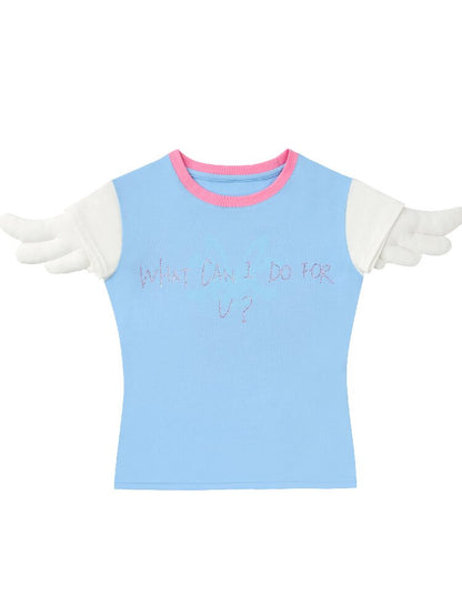 Rhinestone Angel Wing T Shirt【s0000017290】