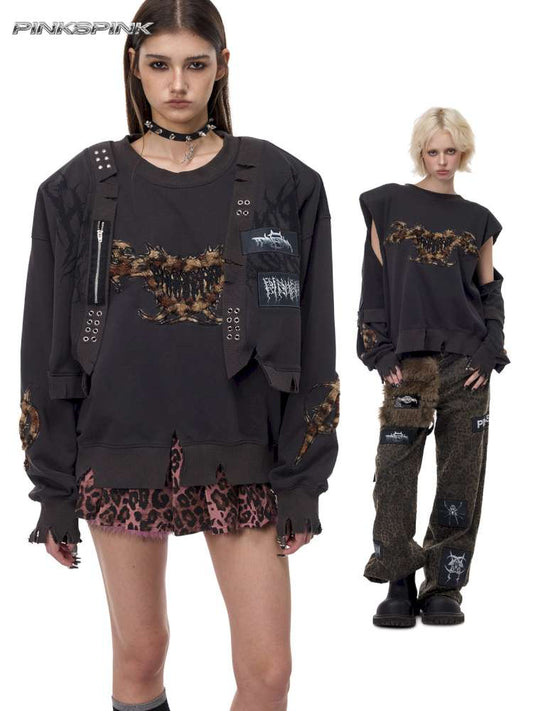 Double Embroidered Leopard Sweatshirt【s0000015121】