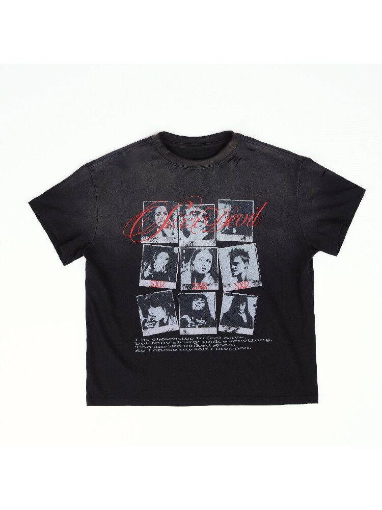 Portrait Vintage Printed T-Shirt【s0000017298】