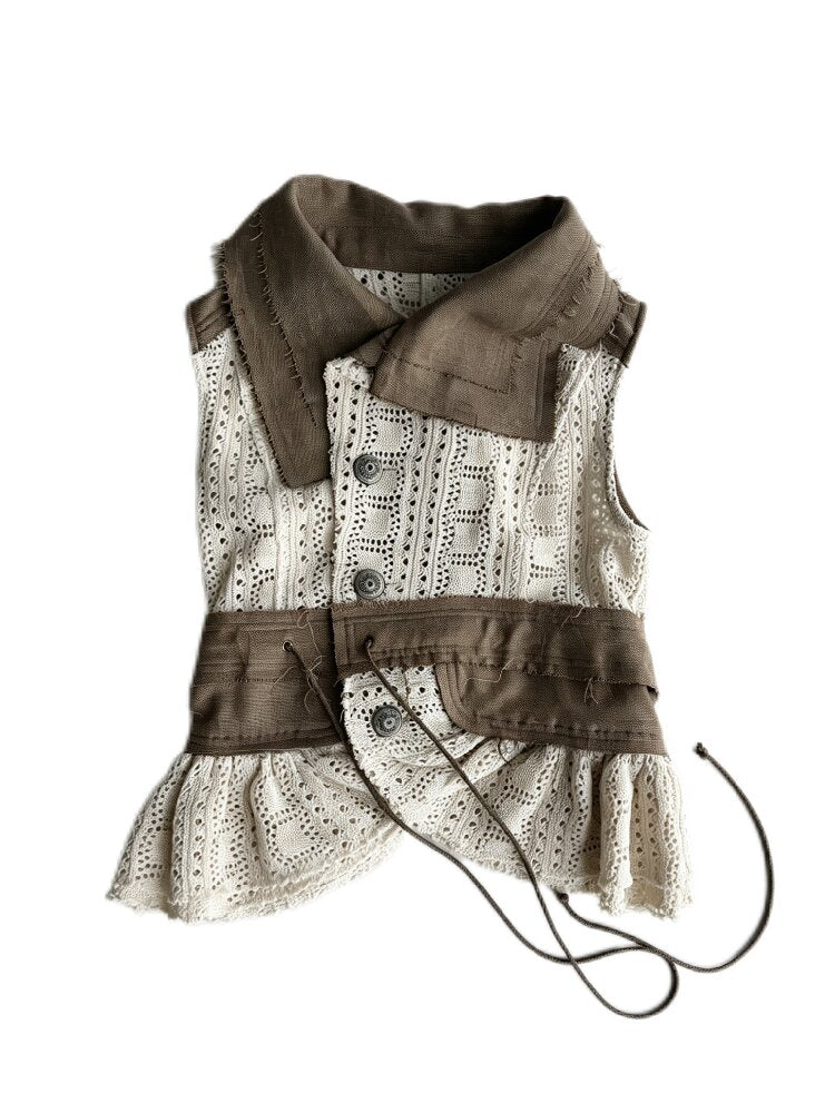 Forest Patchwork Button Knit Vest【s0000017978】