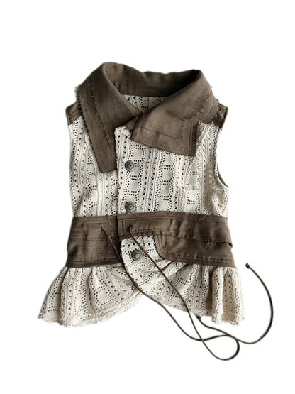 Forest Patchwork Button Knit Vest【s0000017978】