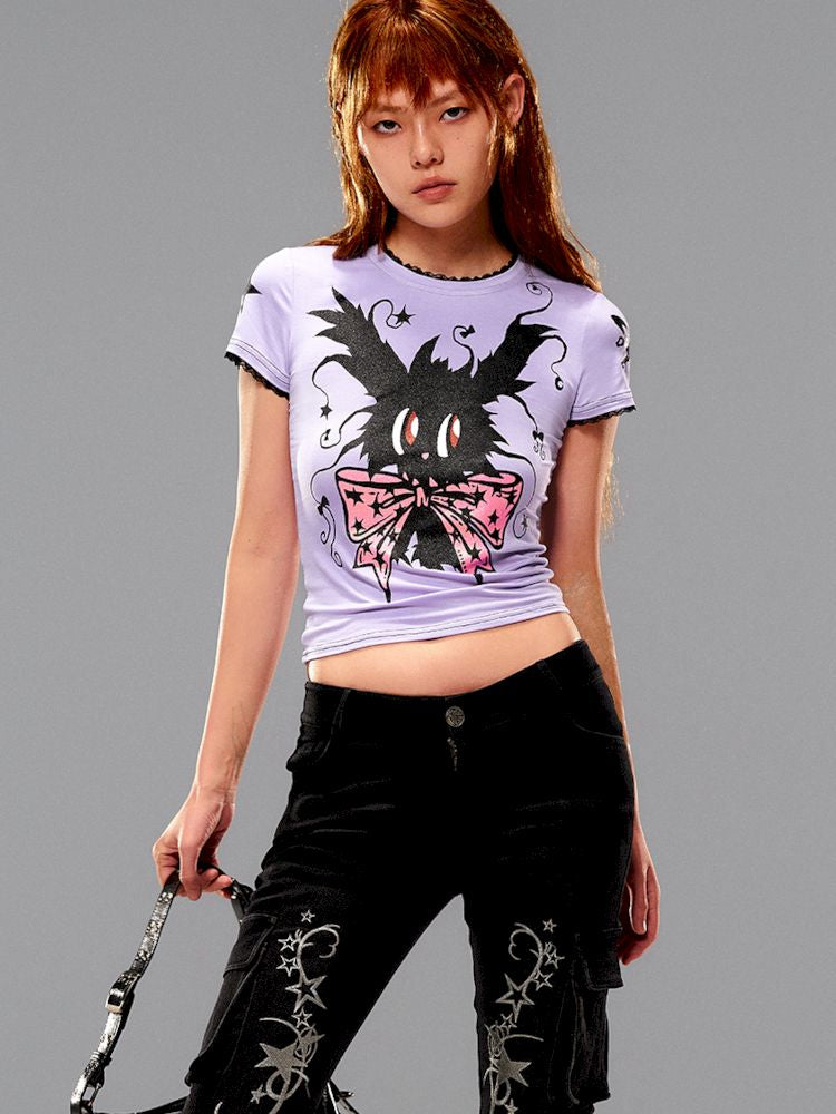Magic Bunny Glitter Print T-Shirt [S0000008979]