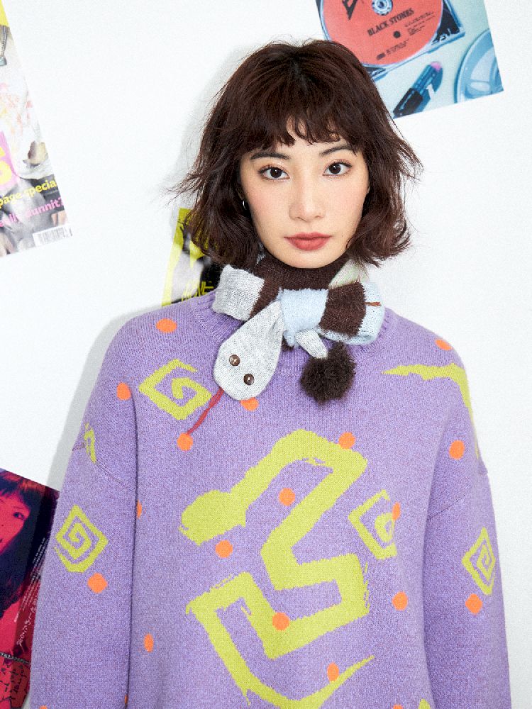 Purple Comic Snake Pullover【s0000011636】