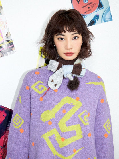 Purple Comic Snake Pullover【s0000011636】