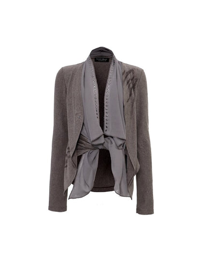 Knitted Chiffon Stitched Cardigan【s0000016059】