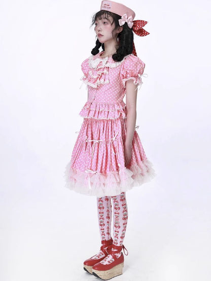 Polka Dot Short Sleeve Top【s0000012186】