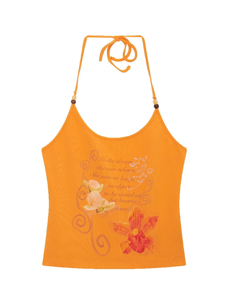 Floral Beaded Halterneck Camisole【s0000016657】