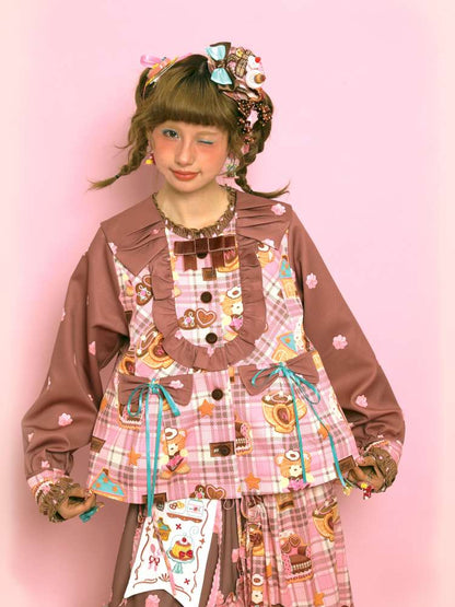 Pink-Brown Vintage Doll-Style Jacket【s0000014514】