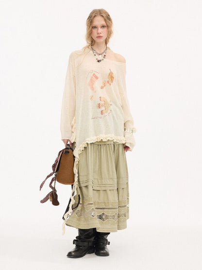 Fungus Edge Diagonal Hem Sweater【s0000015896】