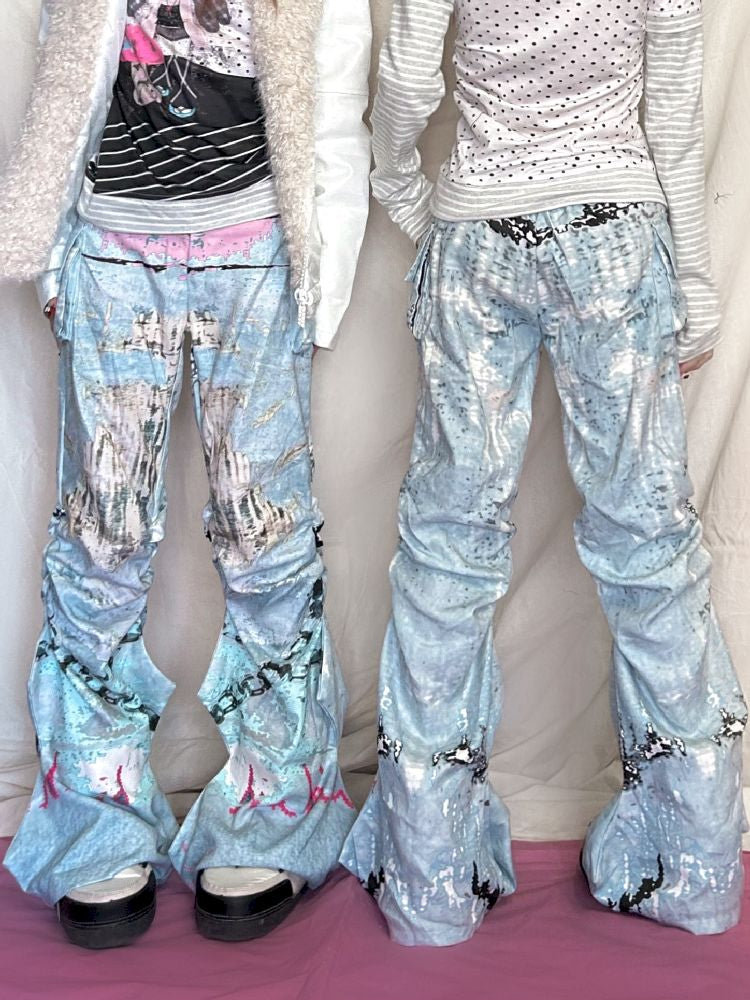 Graffiti Pleated Hottie Low Rise Pants【s0000011946】