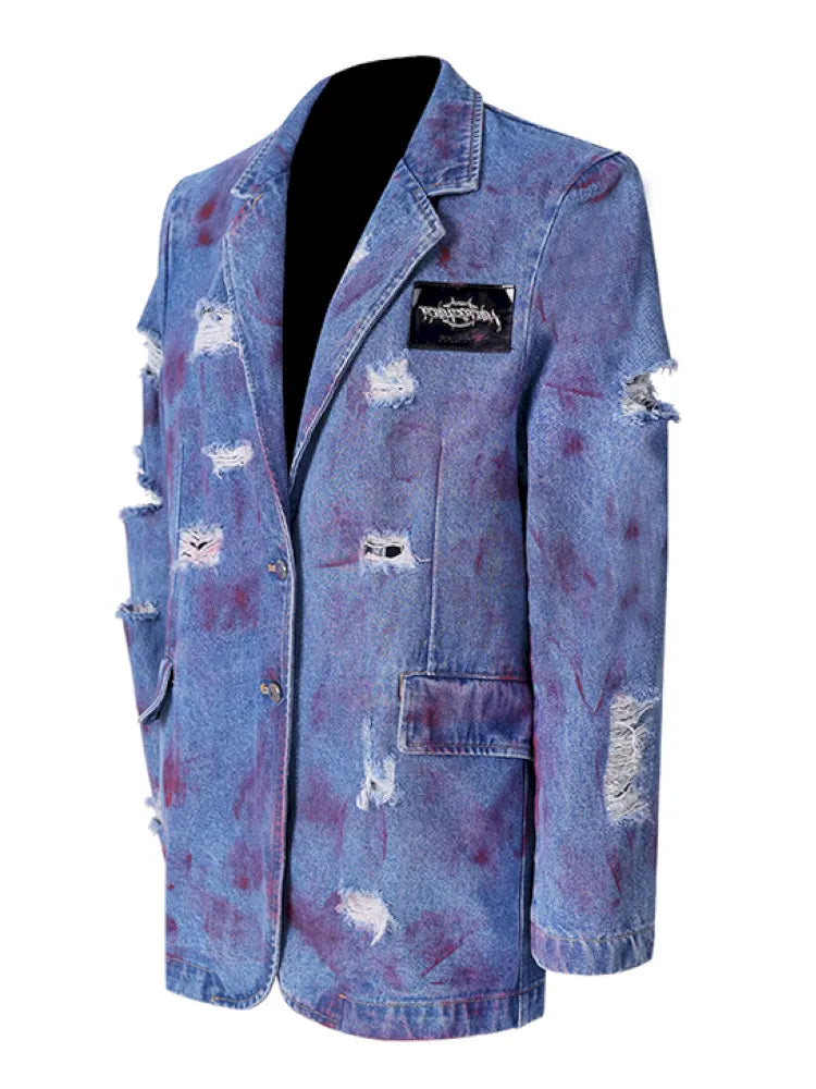 Shoulder Pads Gender-Neutral Denim Jacket【s0000014005】