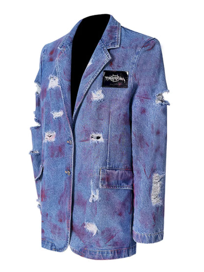 Shoulder Pads Gender-Neutral Denim Jacket【s0000014005】